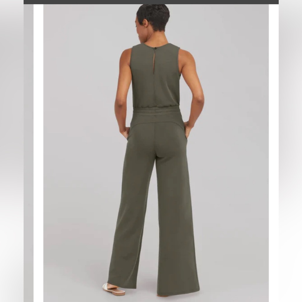 SPANX AIRESSENTIALS JUMPSUIT olive green wide leg - Picture 3 of 10
